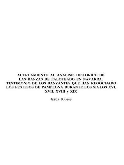 Acercamiento al análisis histórico de las danzas de paloteado en Navarra