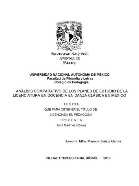 Análisis comparativo de los planes de estudio de la licenciatura en docencia en danza clásica en México
