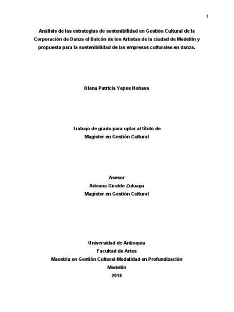 Análisis de las estrategias de sostenibilidad en gestión cultural de la corporación de danza el Balcón de los Artistas