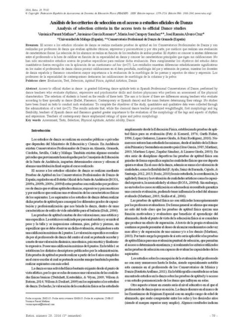 Análisis de los criterios de selecciónen las pruebas de aptitud
