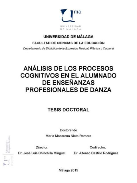 Análisis de los procesos cognitivos en el alumnado de enseñanzas profesionales de danza