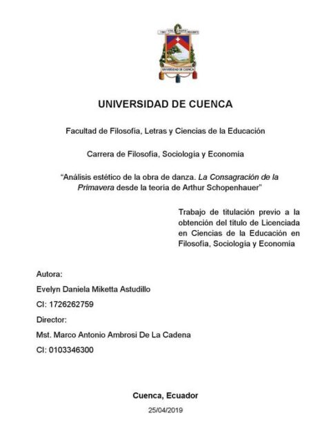 Análisis estético de la obra de danza La Consagración de la Primavera