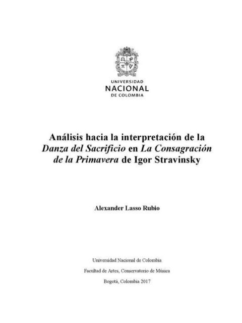 Análisis hacia la interpretación de la Danza del Sacrificio en La Consagración de la Primavera de Igor Stravinsky