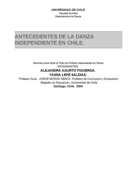 Antecedentes de la danza independiente en Chile