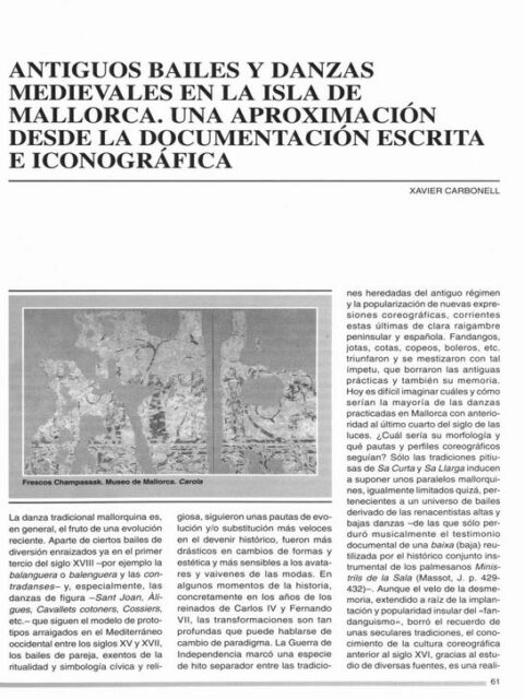 Antiguos bailes y danzas medievales en la isla de Mallorca