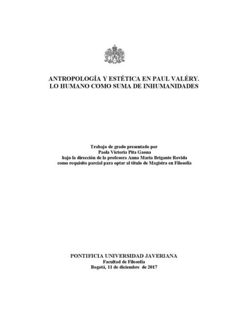 Antropología y estética en Paul Valéry