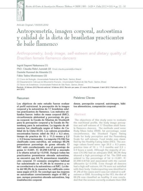 Antropometría, imagen corporal, autoestima