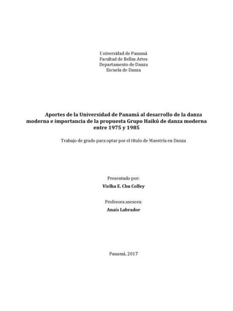 Aportes de la Universidad de Panamá al desarrollo de la danza moderna