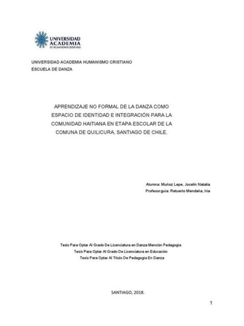 Aprendizaje no formal de la danza como espacio de identidad e integración para la comunidad haitiana