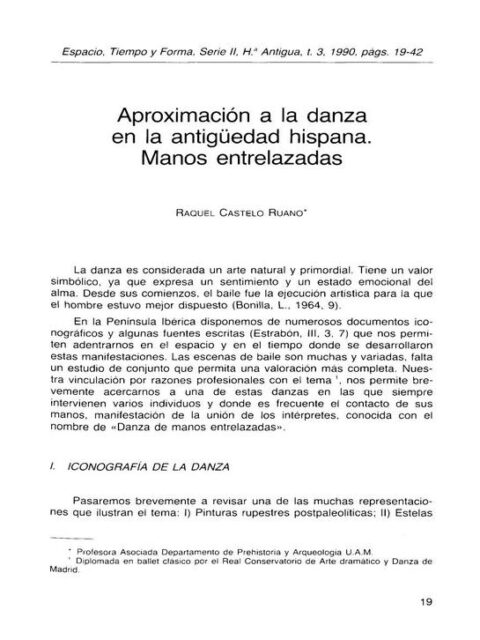 Aproximación a la danza en la antigüedad hispana: manos entrelazadas