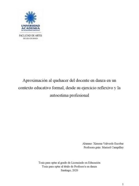 Aproximación al quehacer del docente en danza en un contexto educativo formal