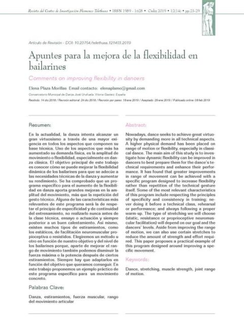 Apuntes para la mejora de la flexibilidad en bailarines