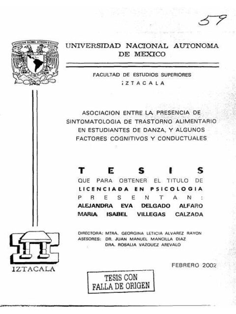 Asociacion entre la presencia de sintomatologia de trastorno alimentario en estudiantes de danza