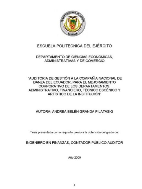 Auditoría de gestión a la Compañía Nacional de Danza del Ecuador
