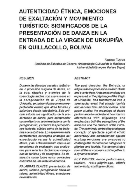 Autenticidad étnica, emociones de exaltación y movimiento turístico