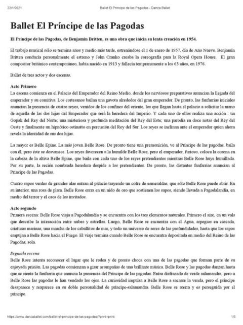 Ballet El Príncipe de las Pagodas