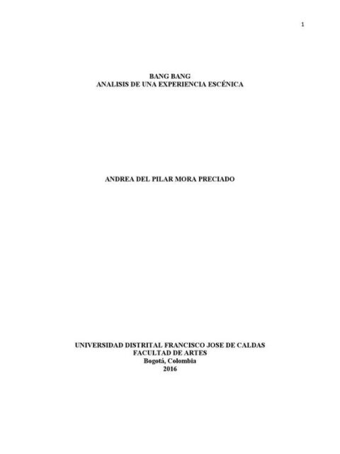 Bang Bang -Analisis de una Experiencia Escénica