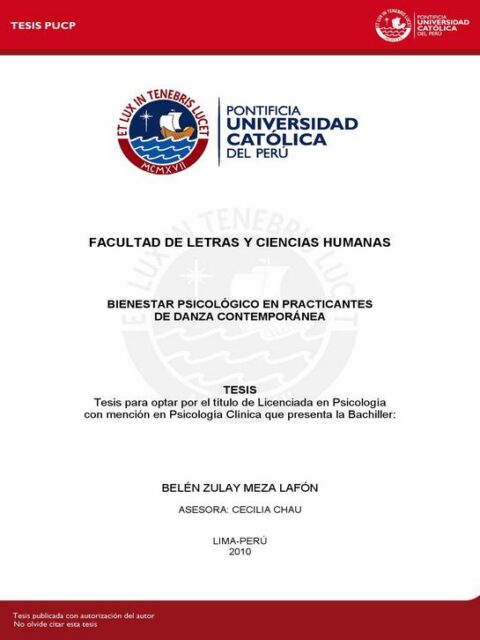 Bienestar psicológico en practicantes de danza contemporánea