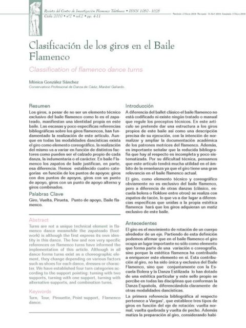 Clasificación de los giros en el Baile Flamenco