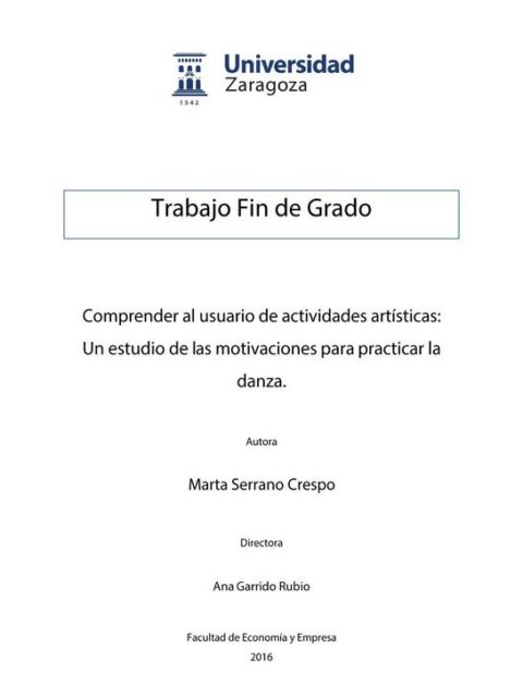 Comprender al usuario de actividades artísticas