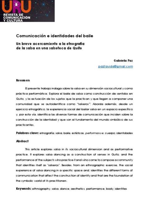 Comunicación e identidades del baile