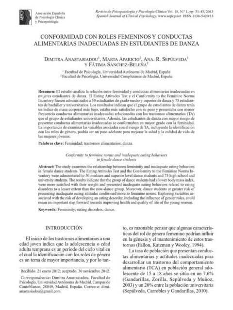 Conformidad con roles femeninos y conductas alimentarias inadecuadas en estudiantes de danza