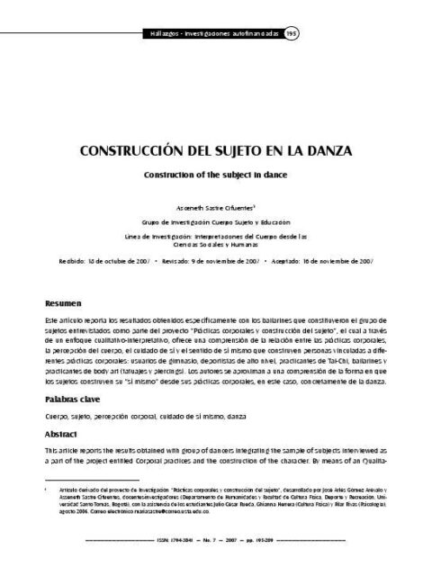 Construcción del sujeto en danza