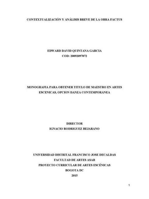 Contextualizacion y Análisis Breve de la Obra Factus