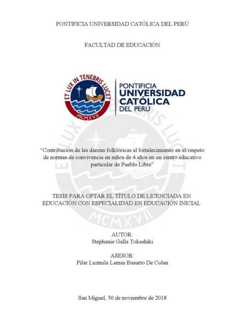 Contribución de las danzas folklóricas al fortalecimiento en el respeto de normas de convivencia en niños de 4 años