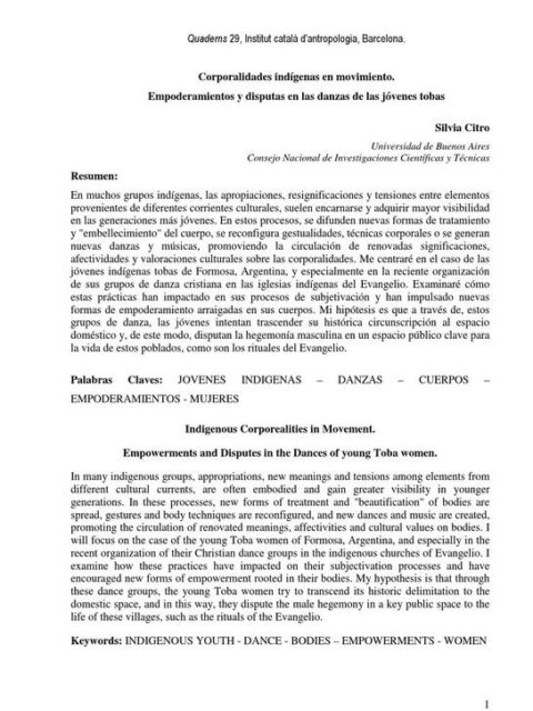 Corporalidades indígenas en movimiento