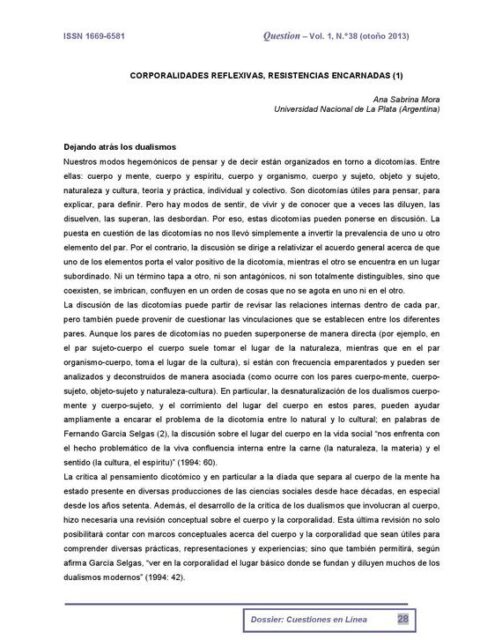 Corporalidades reflexivas, resistencias encarnadas
