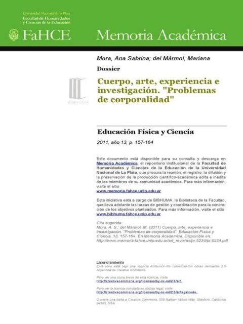 Cuerpo, arte, experiencia e investigación
