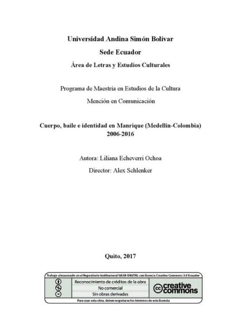 Cuerpo, baile e identidad en Manrique (Medellín-Colombia) 2006-2016