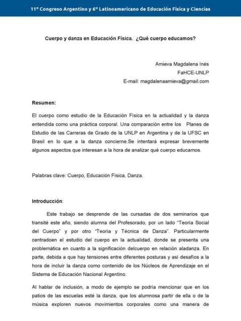 Cuerpo y danza en Educación Física