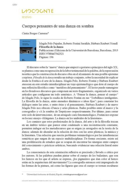 Cuerpos pensantes de una danza en sombra