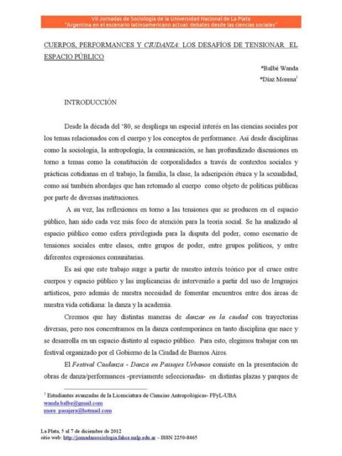 Cuerpos, perfomances y ciudanza