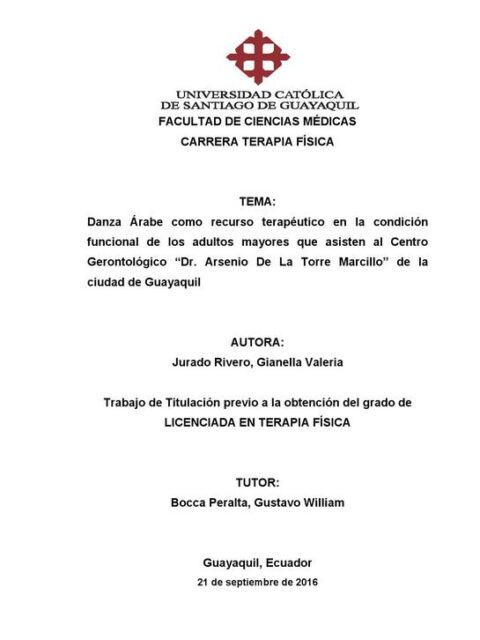 Danza Árabe como recurso terapéutico en la condición funcional de los adultos mayores