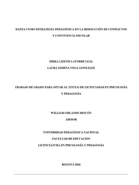 Danza como estrategia pedagógica en la resolución de conflictos y convivencia escolar