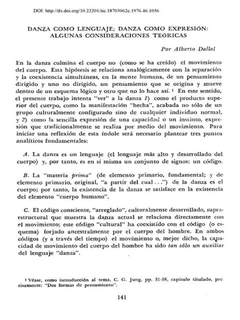 Danza como Lenguaje; danza como expresión