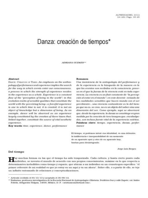Danza: creación de tiempos
