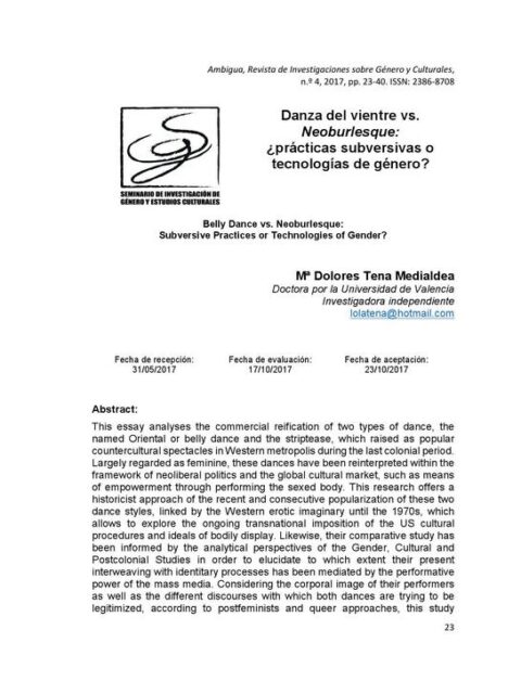 Danza del vientre vs Neoburlesque