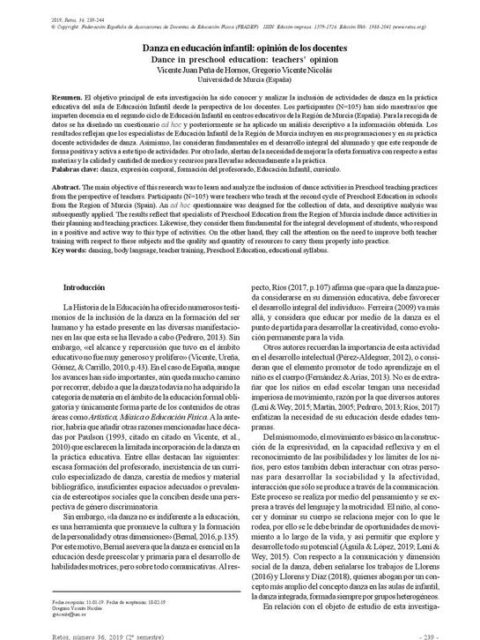 Danza en educación infantil