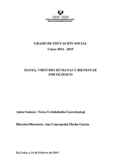 Danza, virtudes humanas y bienestar psicológico