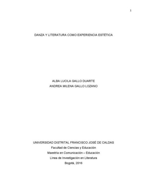 Danza y literatura como experiencia estética