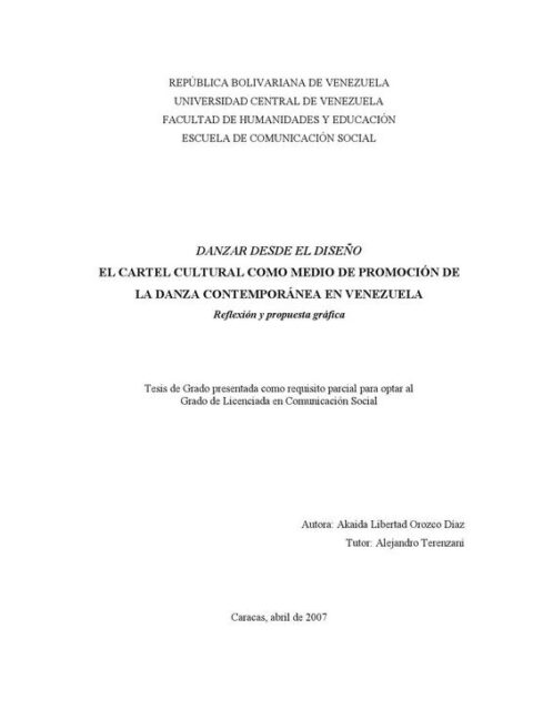 Danzar desde el diseño el cartel cultural como medio de promoción de la Danza Contemporánea