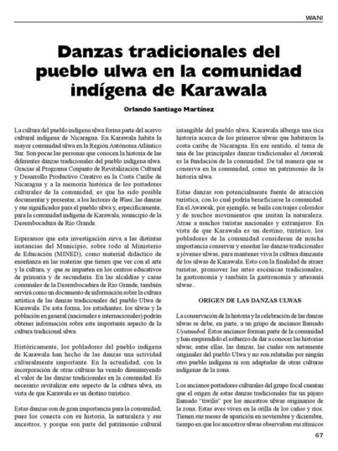 Danzas tradicionales del pueblo ulwa