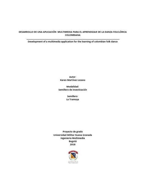 Desarrollo de una aplicación multimedia para el aprendizaje de la danza folclórica colombiana
