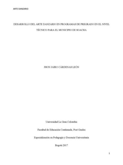 Desarrollo del arte danzario en programas de pregrado