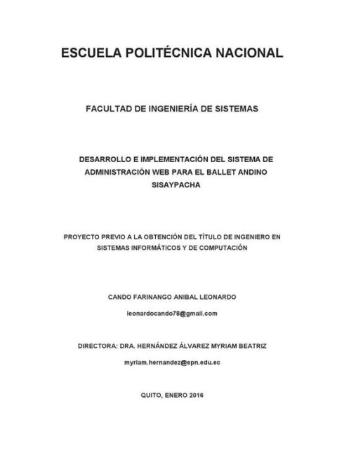Desarrollo e implementación del sistema de administración web para el Ballet Andino Sisaypacha