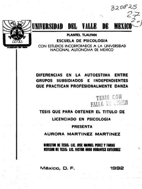 Diferencias en la autoestima entre grupos subsidiados e independientes que practican profesionalmente danza
